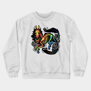 Rainbow Wolf Skeleton Crewneck Sweatshirt